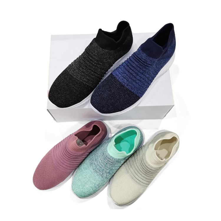 China Popular Latest Fashion Slip-On Knit Sneaker Cheap Sports Running Casual Shoes